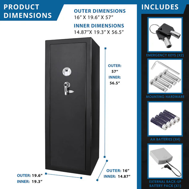 BARSKA Large Biometric Rifle Safe - Model AX11780: Holds Up to 16 Long Guns