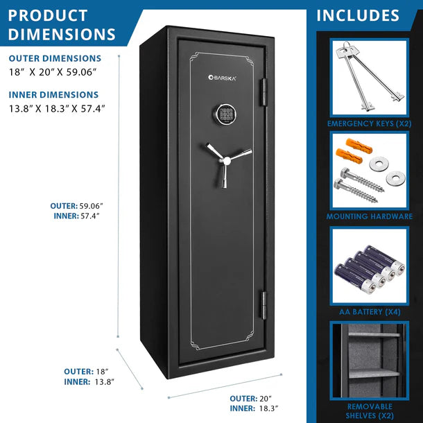 BARSKA FireVault Fireproof Rifle Safe - Model AX12216: Holds 14 Guns