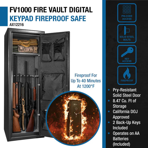 BARSKA FireVault Fireproof Rifle Safe - Model AX12216: Holds 14 Guns