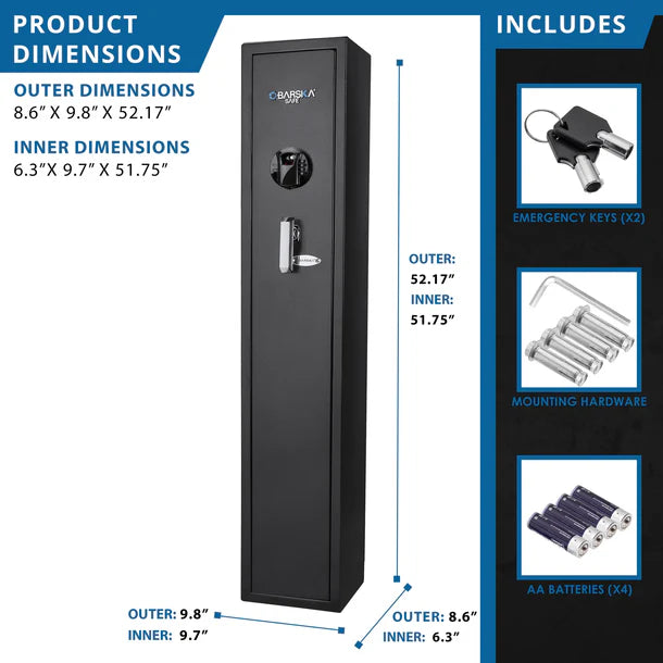 BARSKA Biometric Rifle Safe - Model AX12760: Holds 4 guns